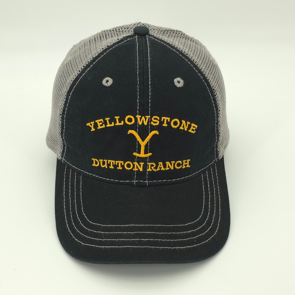 Yellowstone Dutton Ranch Hat Cap Mens Strap Back Black Grey Western Cowboy